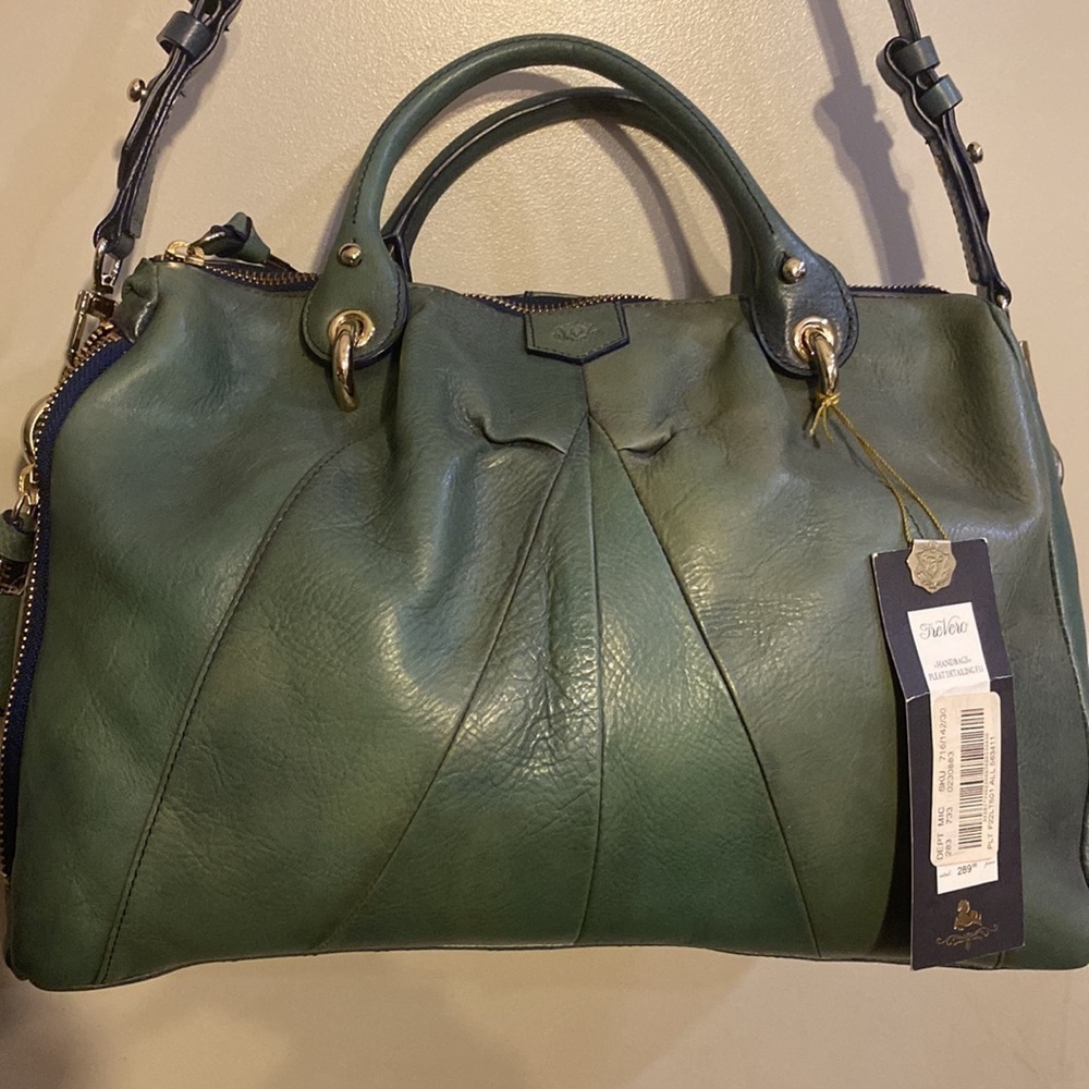 Tre Vero leather satchel purse crossbody bag removable strap - Picture 2 of 11